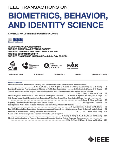 Cover of IEEE Biometrics Council T-BIOM publication.